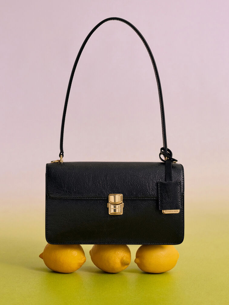 حقيبة كتف من سلسلة حبل أسيلين, أسود, hi-res