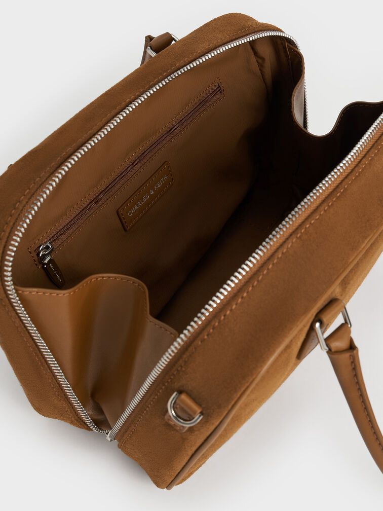 حقيبة بولينج سيانا من الشمواه المعاد تدويره, بني محمر, hi-res