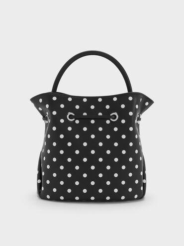 حقيبة باكيت هازل بفيونكة ونقشة منقطة, أسود كلاسيكي, hi-res