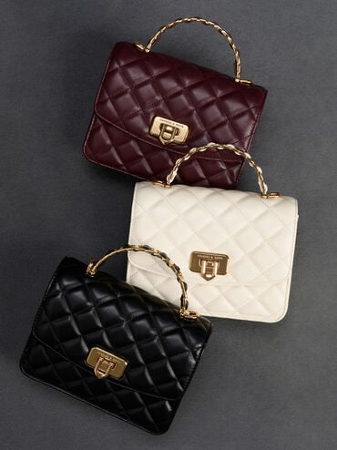 حقيبة يد مبطنة, أسود, hi-res