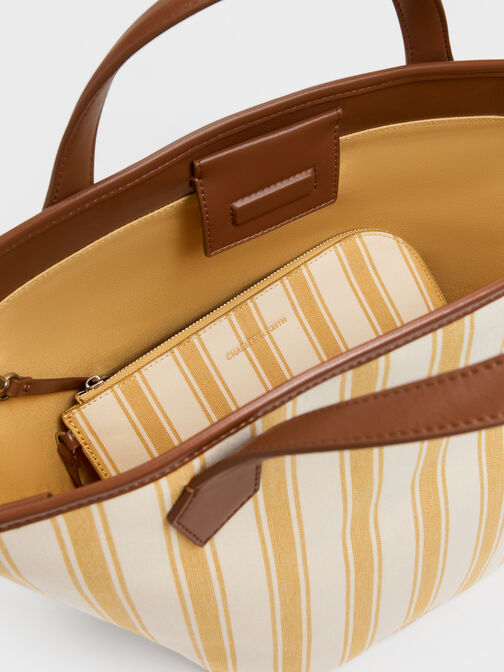 شنطة توت إيفانا كبيرة كانفاس مخططة, Butterscotch Yellow, hi-res