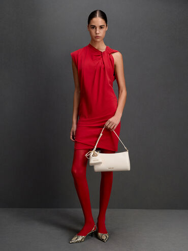 Augustine Sculptural-Detail Shoulder Bag, Cream, hi-res