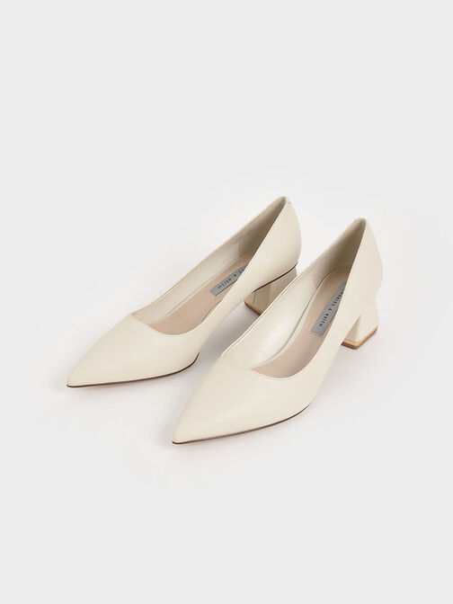 حذاء بامب بكعب ترابيزي هندسي, أبيض طباشيري, hi-res