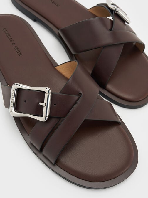 Anita Crossover Slides, Maroon, hi-res