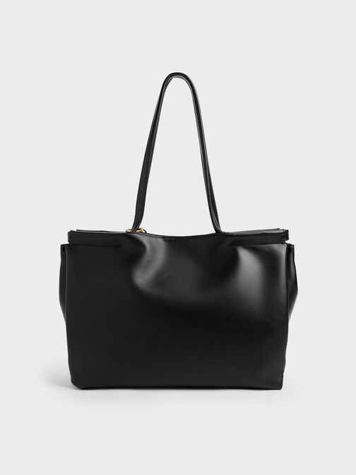XL Zephyr Tassel Tote Bag, Black, hi-res