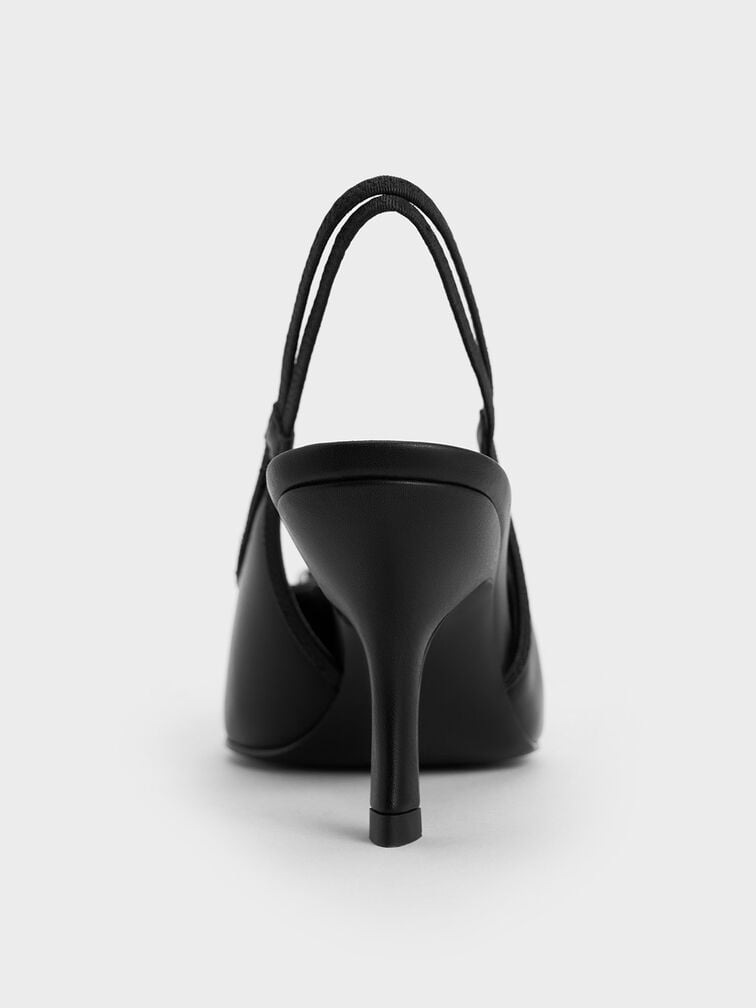 حذاء أنيتا مفتوح من الخلف بكعب عال ومقدمة مدببة وإبزيم أمامي وحزام حول الكاحل, أسود, hi-res