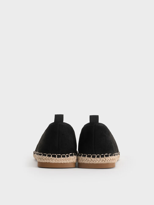 Bernadine Faux Suede Tie-Around Espadrille Flats, Black Textured, hi-res