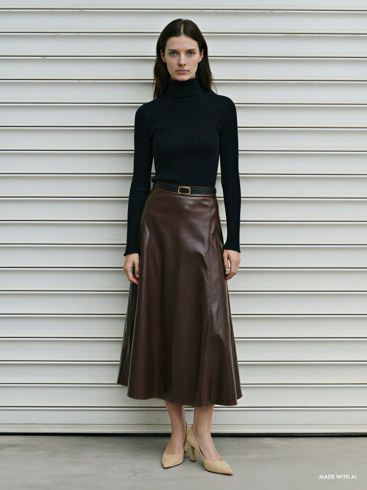 حذاء "كيرا" بكعب عالٍ ومقدمة مدببة من الشامواه الصناعي, بيج, hi-res