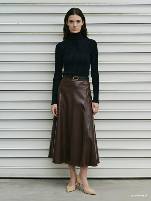 حذاء "كيرا" بكعب عالٍ ومقدمة مدببة من الشامواه الصناعي, بيج, hi-res