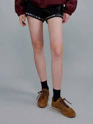 حذاء سنيكرز شامواه صناعي, بني, hi-res