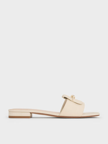 صندل مفتوح سهل الارتداء مزين بعقدة أنيقة, أبيض طباشيري, hi-res