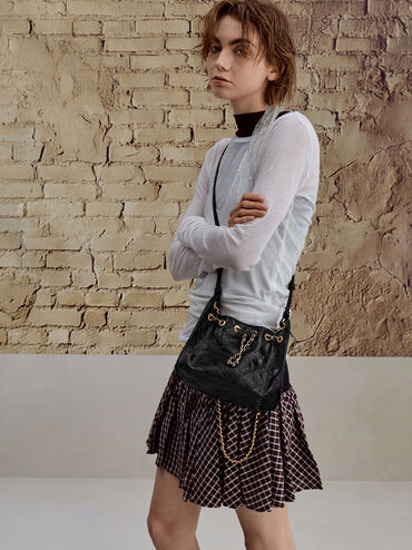 حقيبة باكيت ديو مبطنة برباط, أسود, hi-res