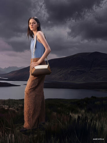 شنطة كتف هندسية ناسرين بتصميم كولور بلوك, متعدد البني, hi-res