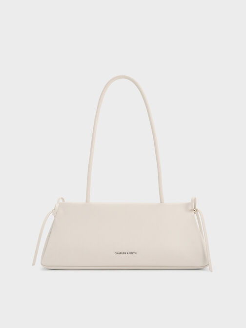 Hazel Bow Elongated Trapeze Shoulder Bag, Meringue White, hi-res