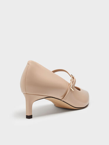Luciana Patent Mary Jane Pumps, Nude, hi-res