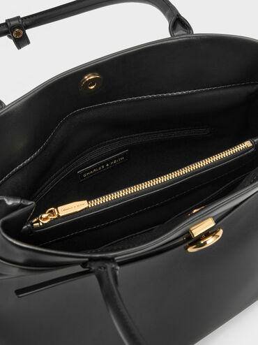 Behn Belted Tote Bag, Black, hi-res