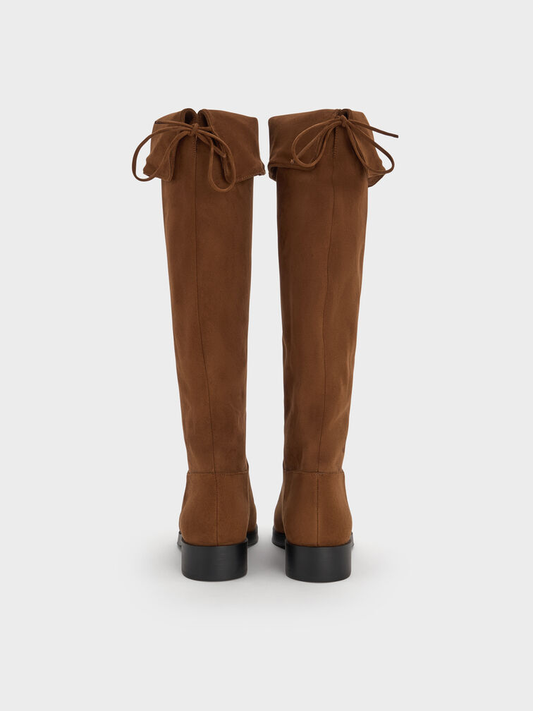 Louisa Faux Suede Fold-Over Thigh-High Boots, Brown, hi-res