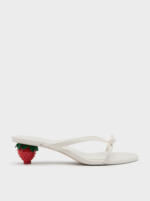 حذاء ميول سونالي بفيونكة وكعب "فراولة", أبيض, hi-res