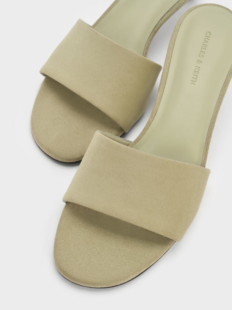 Ruthie Faux Suede Heeled Mules, Olive, hi-res