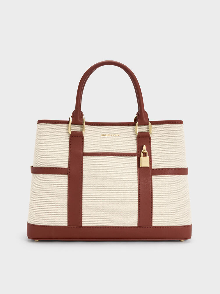 شنطة توت سكوتي من الكانفاس, قرميدي, hi-res