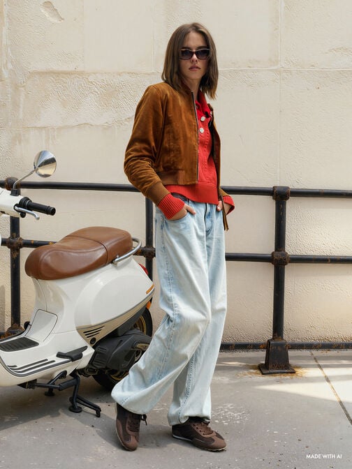 أحذية رياضية (سنيكرز) من النايلون بألوان متباينة, بني محبّب غامق, hi-res