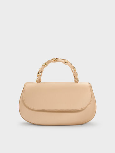 حقيبة إيليان من الساتان ومقبض يد علوي مرصع بالأحجار, شامباني, hi-res