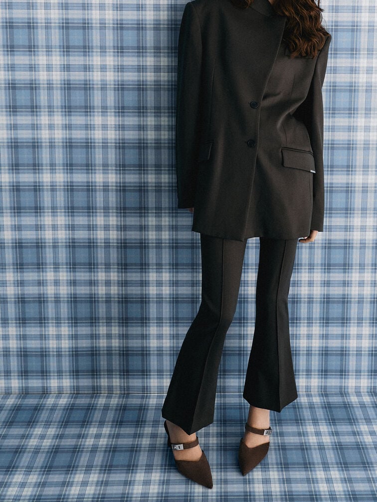 حذاء لاندو شمواه صناعي بكعب ومقدمة مدببة, بني محبّب غامق, hi-res