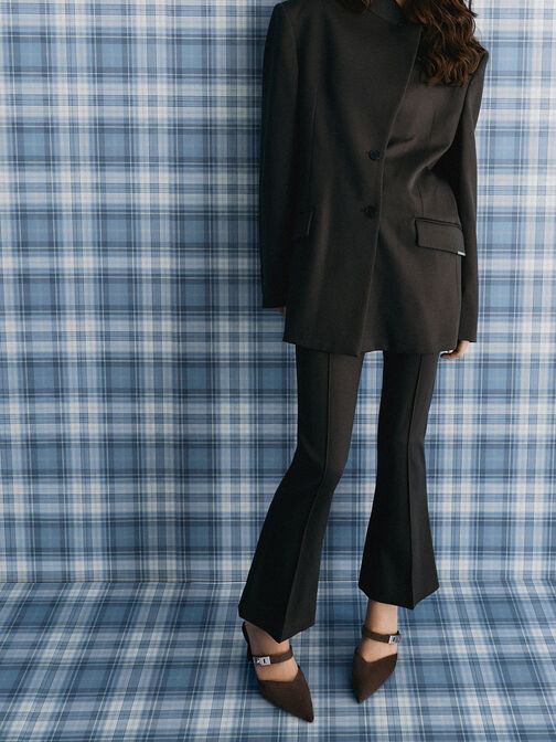 حذاء لاندو شمواه صناعي بكعب ومقدمة مدببة, بني محبّب غامق, hi-res