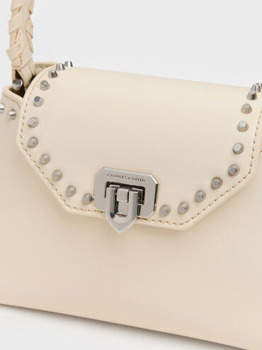 Arwen Studded Top Handle Bag, Beige, hi-res