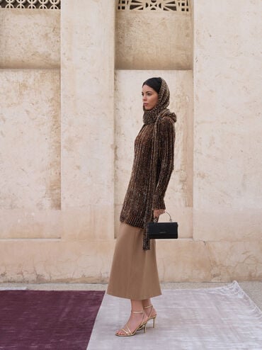 محفظة كريستين بسلسلة وتصميم لامع, أسود كلاسيكي, hi-res