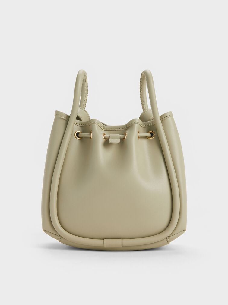 حقيبة باكيت ليلا بتصميم أنبوبي, زيتوني فاتح, hi-res