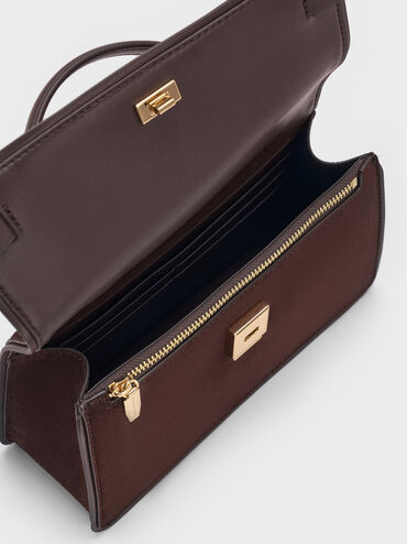 شنطة يد أرليت من جلد شامواه معاد تدويره بحزام, بني غني كالإسبريسو, hi-res