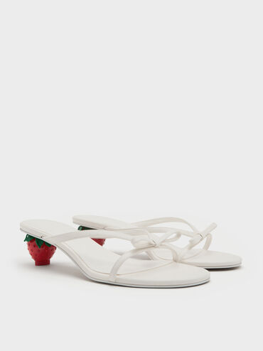 حذاء ميول سونالي بفيونكة وكعب "فراولة", أبيض, hi-res