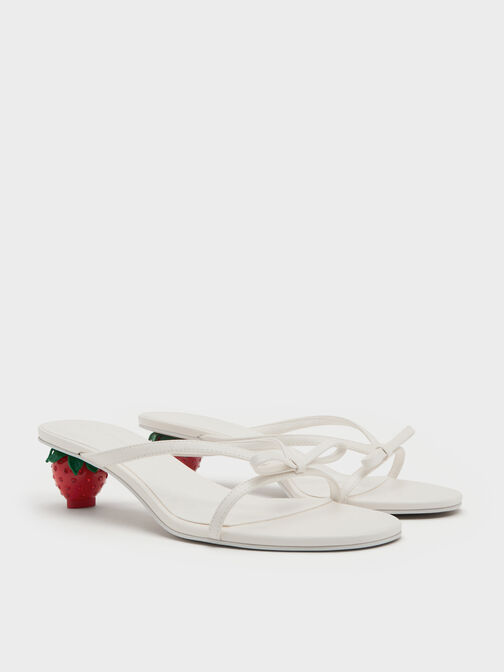 حذاء ميول سونالي بفيونكة وكعب "فراولة", أبيض, hi-res