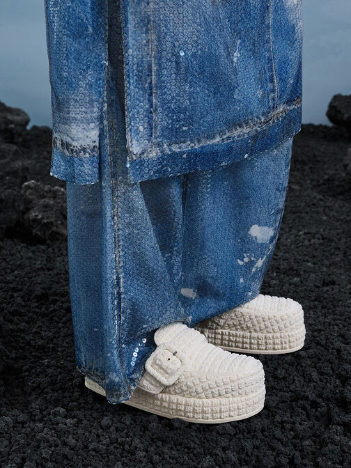 ميولز لورين ذات بتصميم مزخرف وكعب فلاتفورم, أبيض طباشيري, hi-res