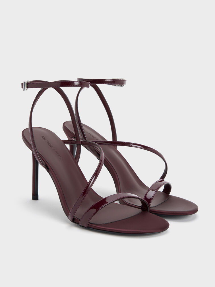 Andricia Patent Strappy Stiletto Sandals, Burgundy, hi-res