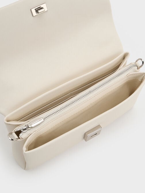 محفظة "هازل" بسلسلة وعقدة, كريمي, hi-res