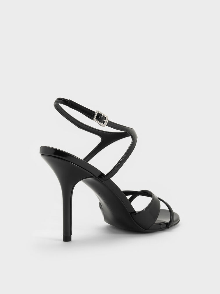 Crossover Stiletto Sandals, Black Boxed, hi-res