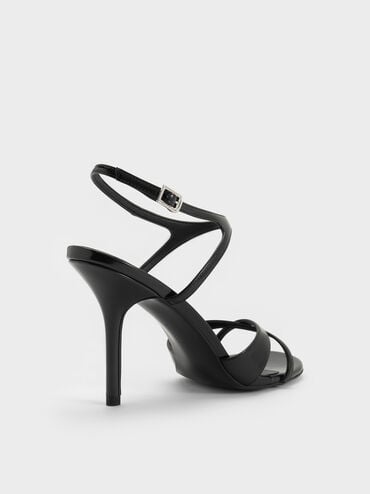 Crossover Stiletto Sandals, Black Boxed, hi-res