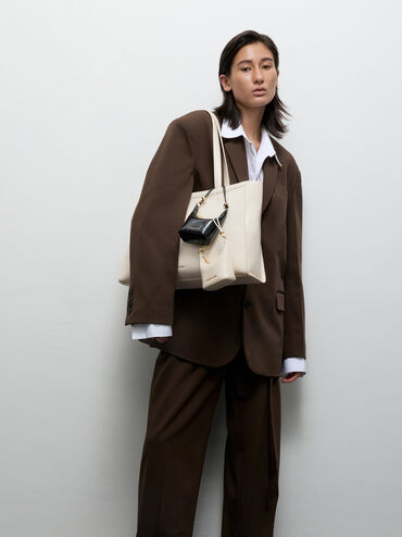 حقيبة أوغستين مايكرو بمقبض سلسلة وتأثير جلد الأنقليس, أسود, hi-res