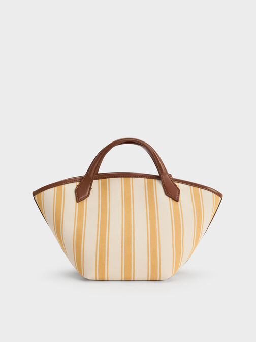حقيبة توت إيفانا صغيرة مخططة من الكانفاس, Butterscotch Yellow, hi-res