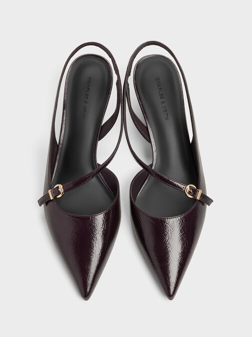 Asymmetric D'Orsay Slingback Pumps, Burgundy, hi-res
