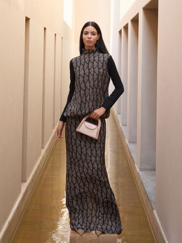 حقيبة إيست بمقبض علوي وتصميم لامع, وردي, hi-res