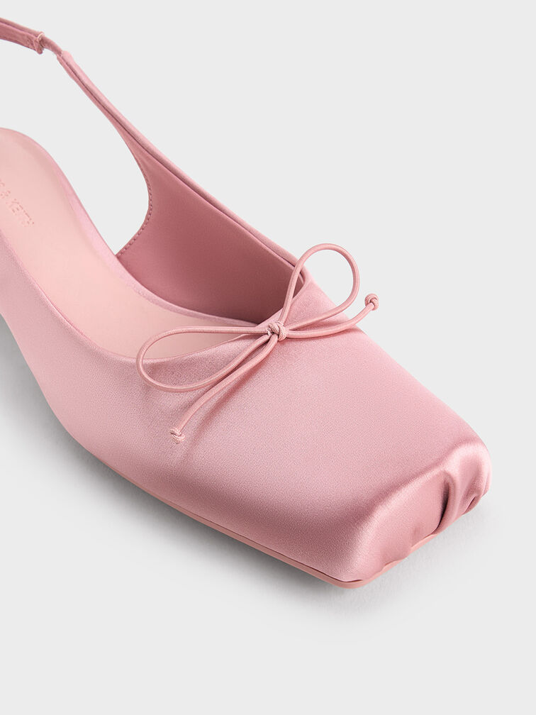 Sadira Satin Slingback Pumps, Pink, hi-res