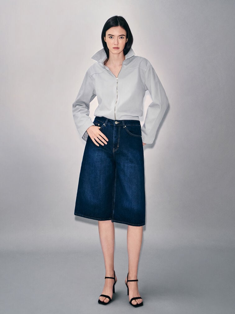 صندل بكعب عالٍ ومقدمة مربعة وحزام للكاحل, أسود, hi-res