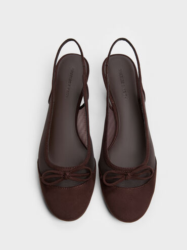 Mulligan Mesh Bow Slingback Pumps, Dark Brown Textured, hi-res