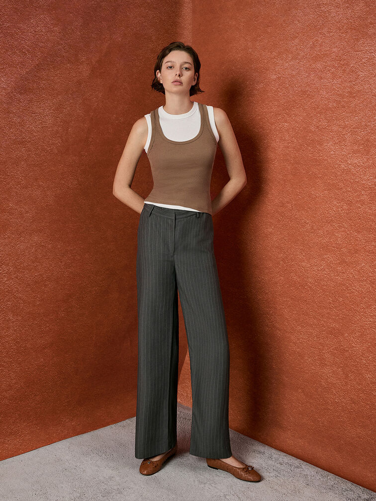 حذاء باليه إيڤيت مسطح منسوج ومزين بفيونكة, بني, hi-res