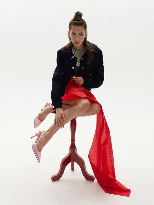 حذاء كعب عالي برانتلي بفيونكة وسير خلفي, وردي, hi-res