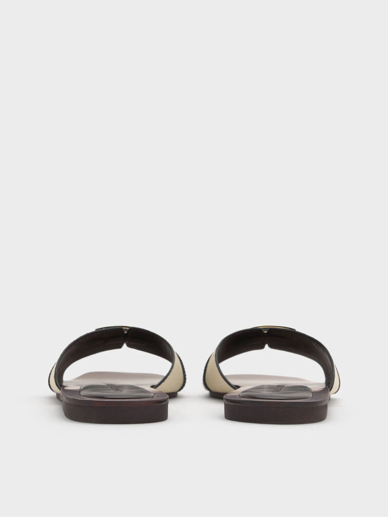 Lando Canvas Metallic-Accent Belted Slide Sandals, Multi, hi-res