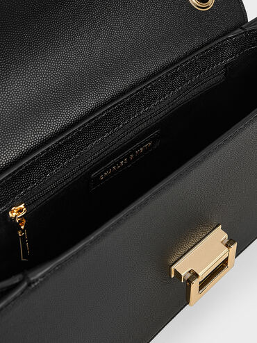 حقيبة كتف إيفرلاين بحزام مضفّر, أسود, hi-res